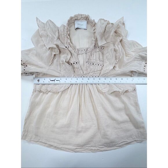 NEO NOIR Aurika S Voile Blouse Ruffle Cotton Long Sleeve Womens Size US 4 EUC 34 - Picture 8 of 10